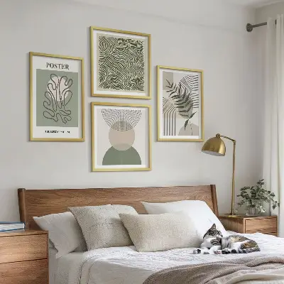 Geometric botanical wall art set of 4 pieces