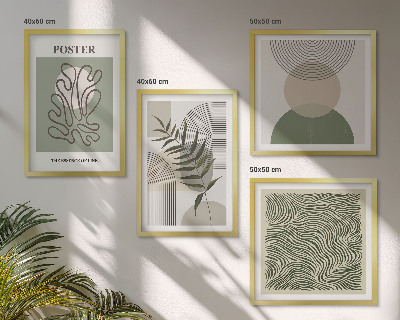 Set of 4 wall art pieces Geometric botanical patterns