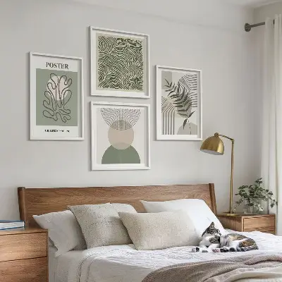 Geometric botanical wall art set of 4 pieces