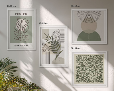 Set of 4 wall art pieces Geometric botanical patterns