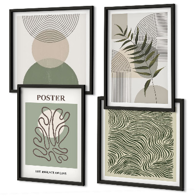Set of 4 wall art pieces Geometric botanical patterns