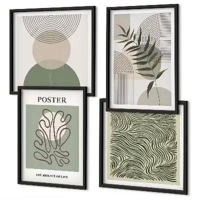 Geometric botanical wall art set of 4 pieces