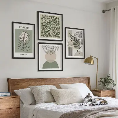 Geometric botanical wall art set of 4 pieces