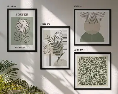 Geometric botanical wall art set of 4 pieces