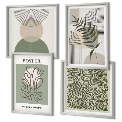 Set of 4 wall art pieces Geometric botanical patterns
