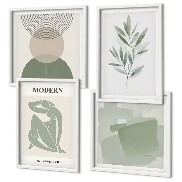 Multi-piece abstract plant wall art set stylish plant graphics