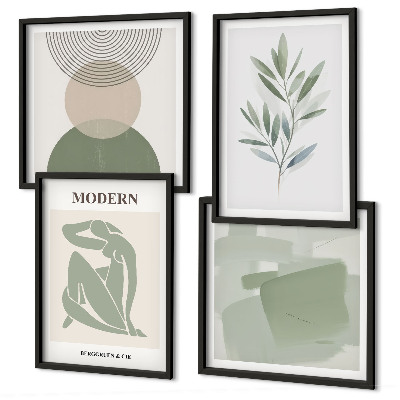 Multi-piece wall decor set Stylish abstract plant graphics