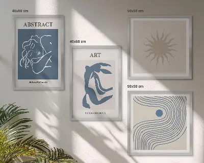 Matisse abstract pattern wall art set set of 4 pieces