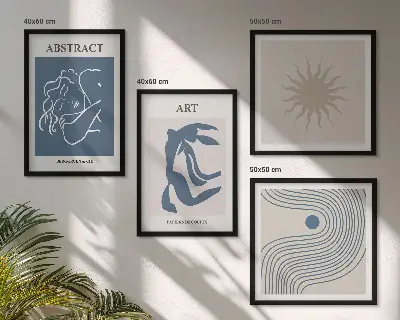 Matisse abstract pattern wall art set set of 4 pieces