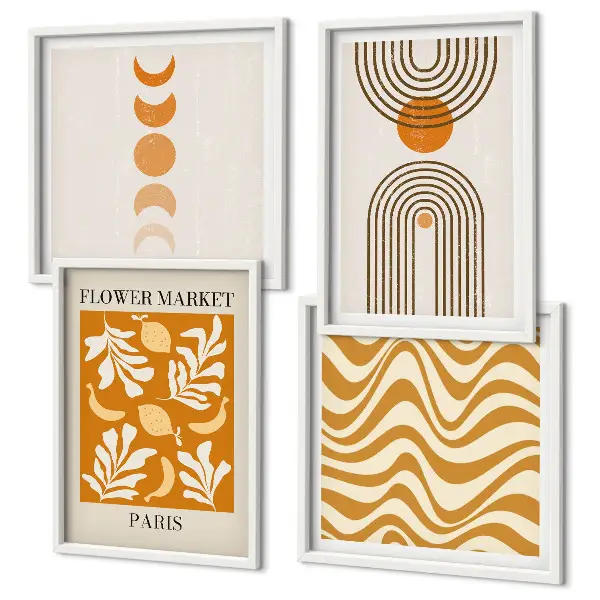 Multi-piece wall decor set with geometric plant patterns