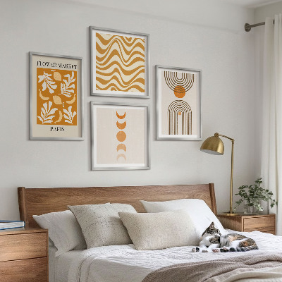 Multi-piece wall decor set Geometric plant patterns