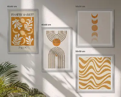 Multi-piece wall decor set with geometric plant patterns