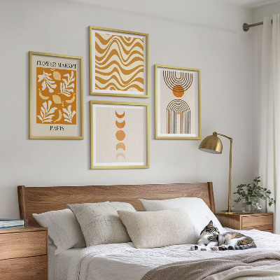 Multi-piece wall decor set Geometric plant patterns