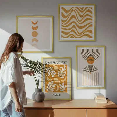Multi-piece wall decor set with geometric plant patterns