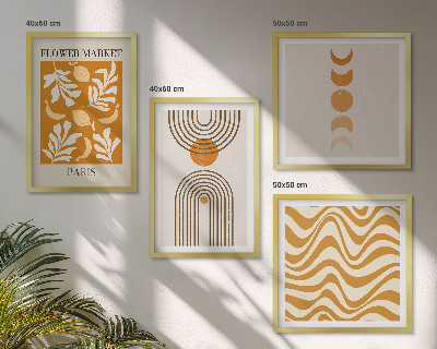 Multi-piece wall decor set Geometric plant patterns