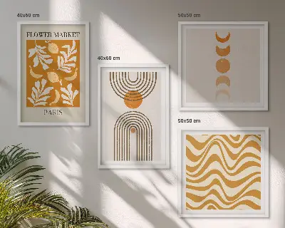 Multi-piece wall decor set with geometric plant patterns