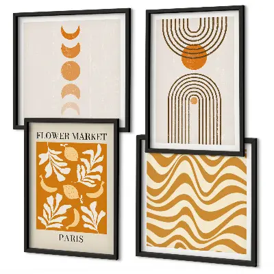 Multi-piece wall decor set with geometric plant patterns