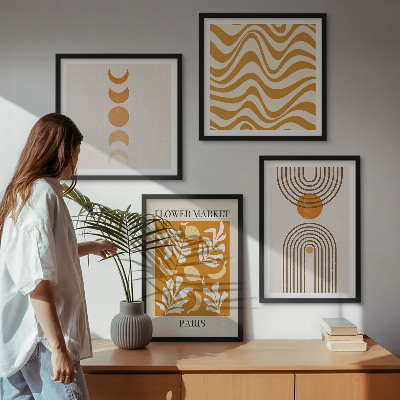 Multi-piece wall decor set Geometric plant patterns