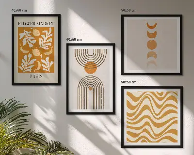 Multi-piece wall decor set with geometric plant patterns