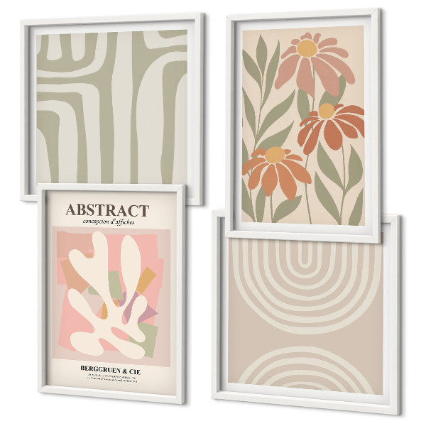 Wall art set Abstract plant shapes