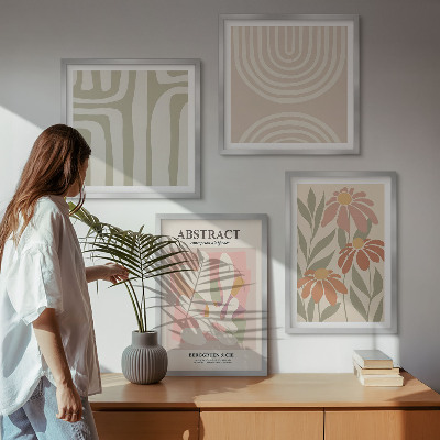 Wall art set Abstract plant shapes