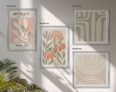 Wall art set Abstract plant shapes