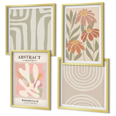 Wall art set Abstract plant shapes
