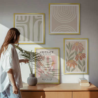 Wall art set Abstract plant shapes