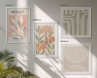 Wall art set Abstract plant shapes