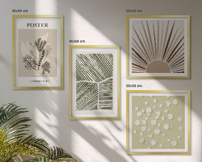 Wall art set Plant motifs in subdued colors