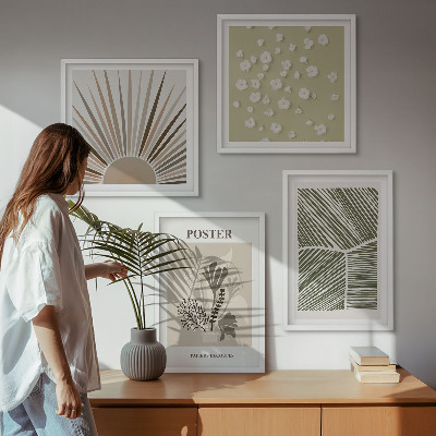 Wall art set Plant motifs in subdued colors