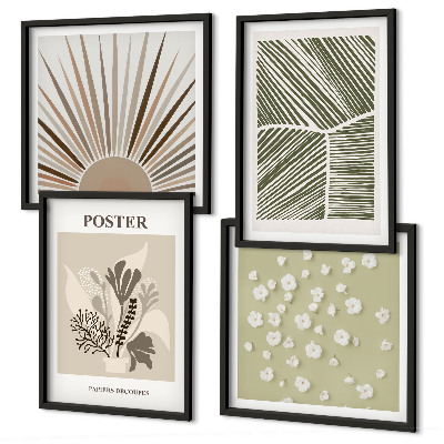 Wall art set Plant motifs in subdued colors