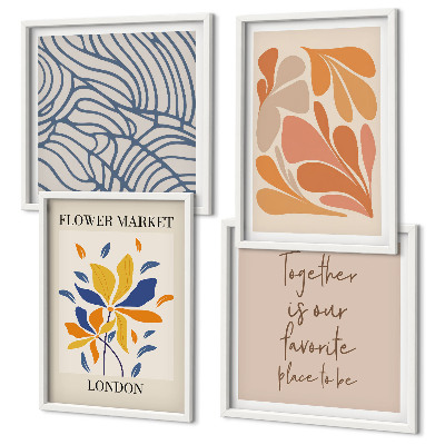 Set of 4 wall art pieces Modern abstract flowers