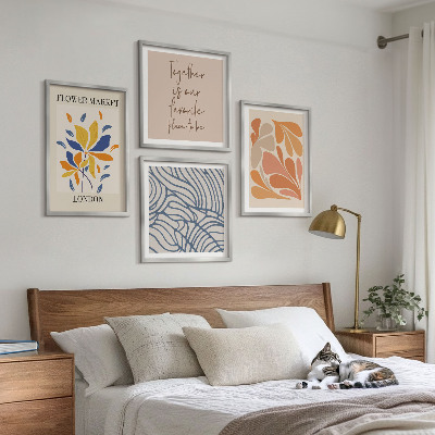 Set of 4 wall art pieces Modern abstract flowers