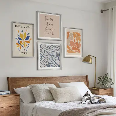 Modern abstract flowers wall art set of 4 pieces