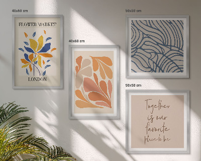 Set of 4 wall art pieces Modern abstract flowers