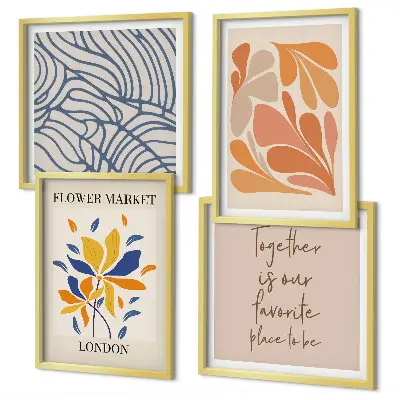 Modern abstract flowers wall art set of 4 pieces