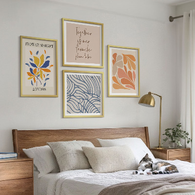 Set of 4 wall art pieces Modern abstract flowers