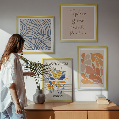 Set of 4 wall art pieces Modern abstract flowers
