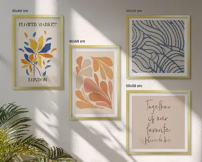 Modern abstract flowers wall art set of 4 pieces
