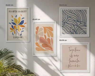 Modern abstract flowers wall art set of 4 pieces