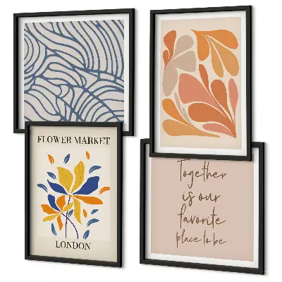 Modern abstract flowers wall art set of 4 pieces