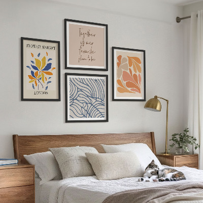 Set of 4 wall art pieces Modern abstract flowers