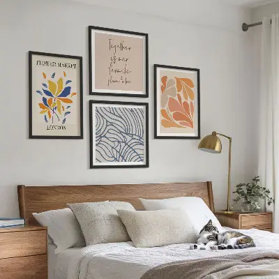 Modern abstract flowers wall art set of 4 pieces