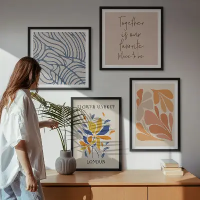 Modern abstract flowers wall art set of 4 pieces
