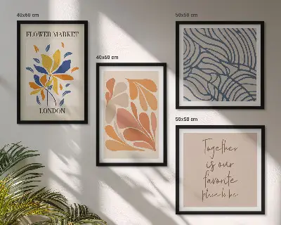 Modern abstract flowers wall art set of 4 pieces