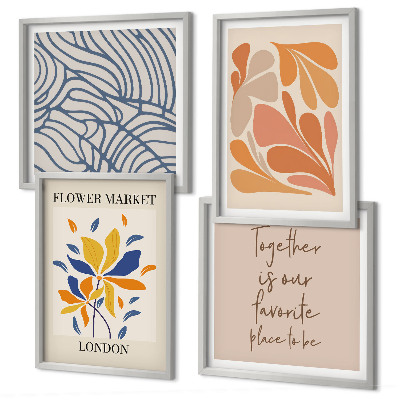 Set of 4 wall art pieces Modern abstract flowers