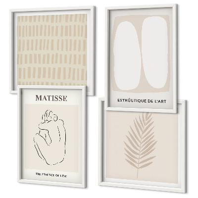 Wall art set Lines shapes beige white