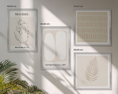 Wall art set Lines shapes beige white