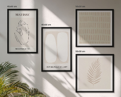 Wall art set Lines shapes beige white